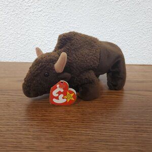 Plush Ty Beanie Babies - Roam - Buffalo - Stuffed Animal - Born 9/27/98 - 7"